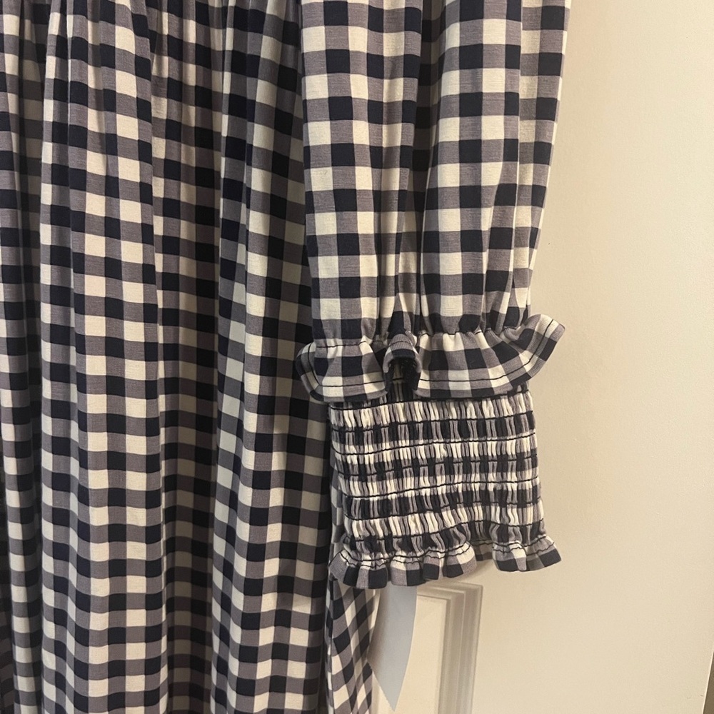 Draper James Kitty Dress in Navy/White Gingham Size Medium EUC - Picture 4 of 8